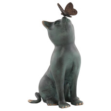 Cory the Cat with Butterfly | Garden Sculpture