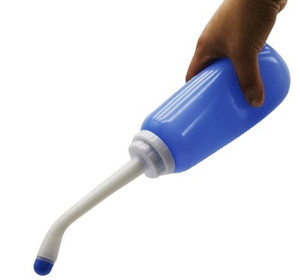 Portable Travel Bidet Squeeze Bottle - Handheld Personal Hygiene Sprayer with Extended Angled Nozzle for Outdoor Care