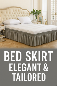 Wrap Around Bed Skirt Three Fabric Sides Elastic  Ruffled Tailored Drop - Queen