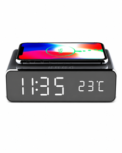 Wireless Alarm Clock Charging Station Dual Alarm Weekday / Weekend Mode Fast Wireless Charging & LED Dimmer Display