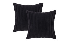 Striped Velvet Cushion Covers, Soft Square Throw Pillow Slipcovers with Invisible Zipper, Couch Bed Decor - 2 Pack