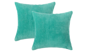 Striped Velvet Cushion Covers, Soft Square Throw Pillow Slipcovers with Invisible Zipper, Couch Bed Decor - 2 Pack