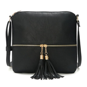 Lightweight Medium Dome Crossbody Bag – Vegan Leather Shoulder Purse with Tassel Detail & Adjustable Strap