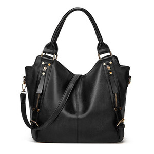Tote Shoulder Bag – Dual Side Pockets & Large Capacity Vegan Leather Handbag with Secure Zip