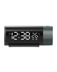 ICB LED Projection Alarm Clock – 180° Rotatable Time & Temp Display with Dual Alarm, Snooze & USB Charging