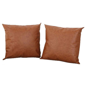 Vegan Leather Throw Pillow Covers, Premium Soft Faux Leather 45x45cm Square Cushion Cases with Hidden Zipper - 2 Pack