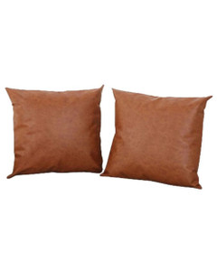 Vegan Leather Throw Pillow Covers, Premium Soft Faux Leather 45x45cm Square Cushion Cases with Hidden Zipper - 2 Pack
