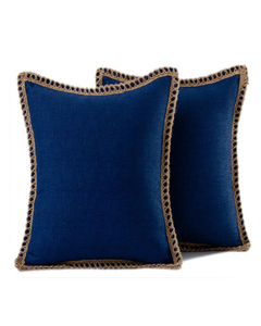 Thread Stitched Edges Throw Pillow Covers Modern Square Cushion Cases with Invisible Zipper Decor - 2 Pack