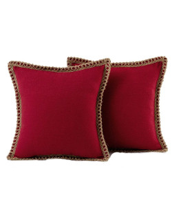 Thread Stitched Edges Throw Pillow Covers Modern Square Cushion Cases with Invisible Zipper Decor - 2 Pack