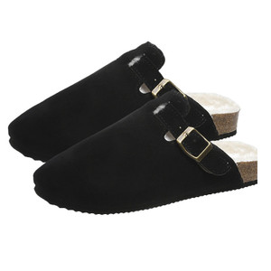 Warm Suede Clog Slippers with Buckle – Fleece Lined Indoor Outdoor Comfort