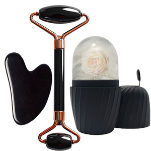 3PCS Facial Skincare Ice Roller Set – Cooling Face Massage Kit – Ice Roller, Gua Sha & Ice Mold Beauty Set