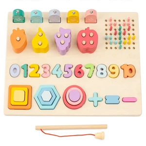 5 in 1 Numbers Congnition Toys for Nursery School - Wooden Learning Toy for Toddlers