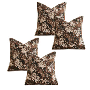 Retro Jacquard Floral Cushion Covers - 4 Packs