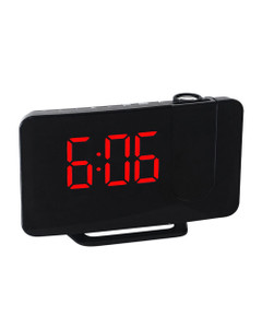 Digital Curve LED Projector Alarm Clock - Black with Red Light