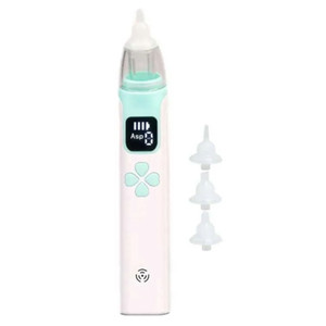 LCD Display Kids Nose Cleaner Gentle Electric Nasal Aspirator with 4 Soft Heads 