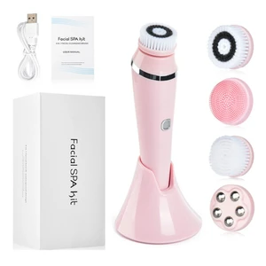 Electric Facial Cleansing Brush with 4 Heads Rechargeable Waterproof Deep Clean Device