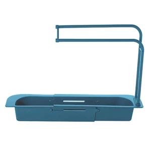 Telescopic Sink Storage Rack Expandable Kitchen Sink Organizer Caddy with Towel Bar & Drain Holes No-Drill Install