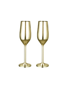 Stainless Steel Champagne Glasses 2-Pack - 200ml Durable Flutes