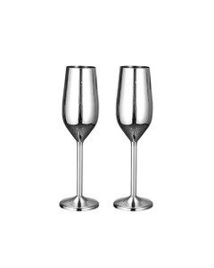 Stainless Steel Champagne Glasses 2-Pack - 200ml Durable Flutes