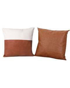 Vegan Leather Throw Pillow Covers, Premium Soft Faux Leather 45x45cm Square Cushion Cases with Hidden Zipper - 2 Pack