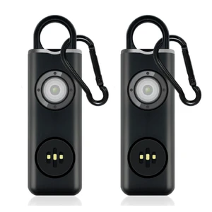 Rechargeable Personal Safety Alarm 2 Pack - USB Pocket Siren & Flashlight