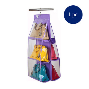 6 Pocket Hanging Purse Organizer Handbag