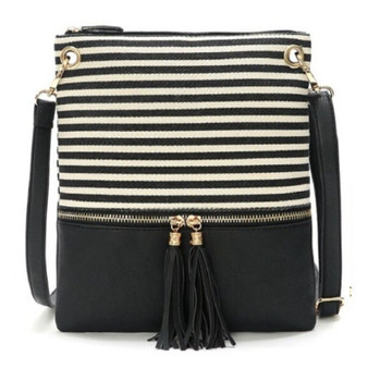 Stripe Crossbody Purse, Canvas + Faux Leather Crossover Shoulder Bag Stripe Crossbody Purse, Canvas + Faux Leather Crossover Shoulder Bag