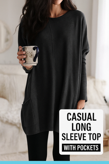Women's Casual Long Sleeve Top with Pockets