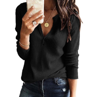 Cotton Blend V-Neck Long Sleeve Cotton Blend V-Neck Long Sleeve