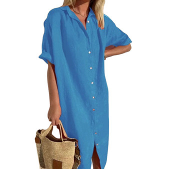 Cotton Collar Long Shirt Dress Cotton Collar Long Shirt Dress