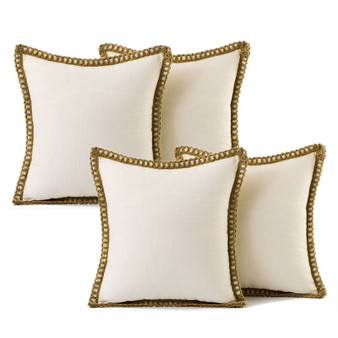 Thread Stitching Edges Throw Pillow Cover - 4 Packs