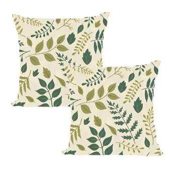 Leaf Linen Throw Pillow Cover - 2 Packs