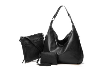 Vegan Leather Double Side Zipper Tote Bag, Set of 3pcs Vegan Leather Double Side Zipper Tote Bag, Set of 3pcs