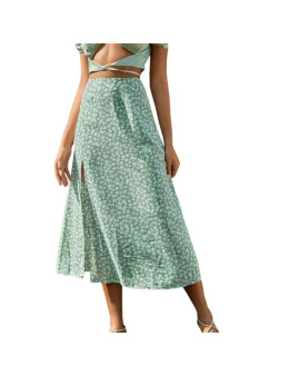 Printed Floral Skirt With Slit Printed Floral Skirt With Slit