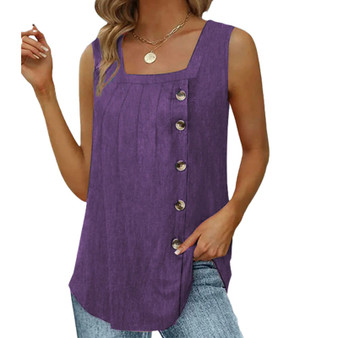 Womens Sleeveless Vest Top with Button Womens Sleeveless Vest Top with Button