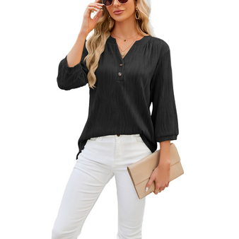 Women's Mid-Sleeve Button Tops