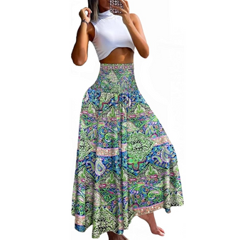 High Waist Slim Printed Long Skirt 