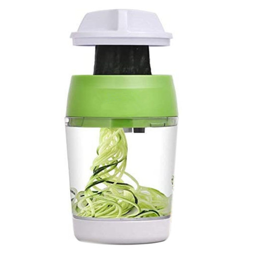 Handheld 5in1 Vegetable Spiralizer with Container for Onion, Cucumber, Carrot, Zucchini