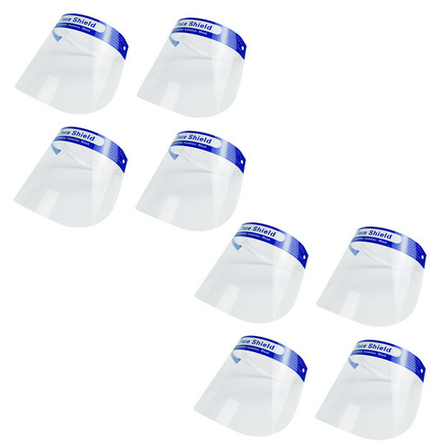 Safety Transparent Breathable Protective Full Face Shield  - Pack of 8