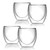 Double Wall Glass Coffee Mugs - 250ml Thermally Insulated Clear Glasses for Hot & Cold Beverages - 4 Pack
