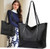 Vegan Leather & Waterproof Oxford Tote Bag – Large Capacity Shoulder Handbag for Work, Travel & Gym