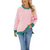 Stripe Side Split Loose Casual Design Neck Jumper