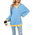 Women Casual Loose Contrast Colour Jumper
