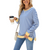 Stripe Side Split Loose Casual Design Neck Jumper