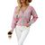 Women's V Neck Jacquard Weave Cardigans with Buttons