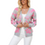 Women's V Neck Jacquard Weave Cardigans with Buttons