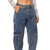 Denim Semi-Elastic Design Cargo Pants