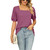 Solid Colour Square Neck Puffed Sleeve Tops