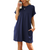 Women's Round Neck T Shirt Dress with Pockets 