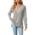 Women's Lace V Neck Contrast Colour Long Sleeve Tops